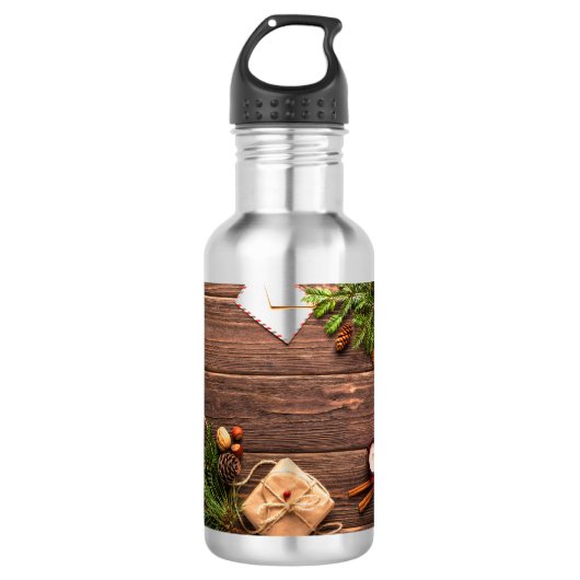 Kersthout Scene Waterfles (Voorkant)