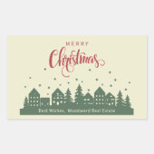 Kersthuis Elegante Retro | Aangepast onroerend goe Rechthoekige Sticker (Voorkant)