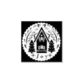 Kersthuis en Bomen Rubberstempel (Afrduk)