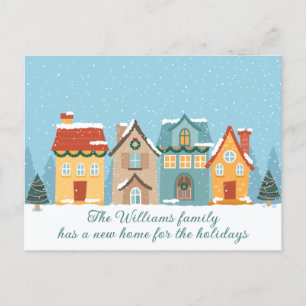 Kersthuis feestelijk nieuw adres Beweging Briefkaart