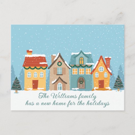 Kersthuis feestelijk nieuw adres Beweging Briefkaart (Voorkant)