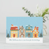 Kersthuis Feestelijk Nieuwe Thuisadres Verhuisberi Feestdagenkaart (Staand voorkant)