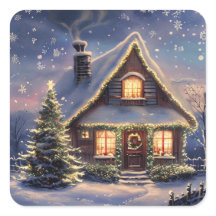 Kersthuis in de Sticker van de sneeuwwintervakanti
