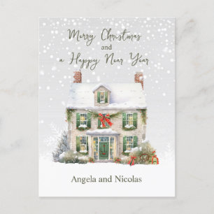 Kersthuis in Sneeuw Briefkaart