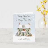 Kersthuis in Sneeuw Kaart (Gele Bloem)