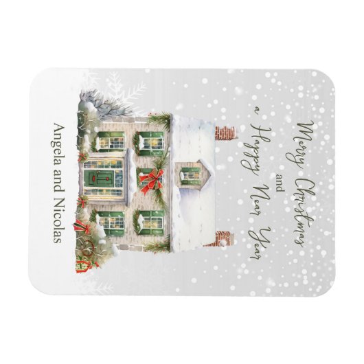 Kersthuis in Sneeuw Magneet (Horizontaal)