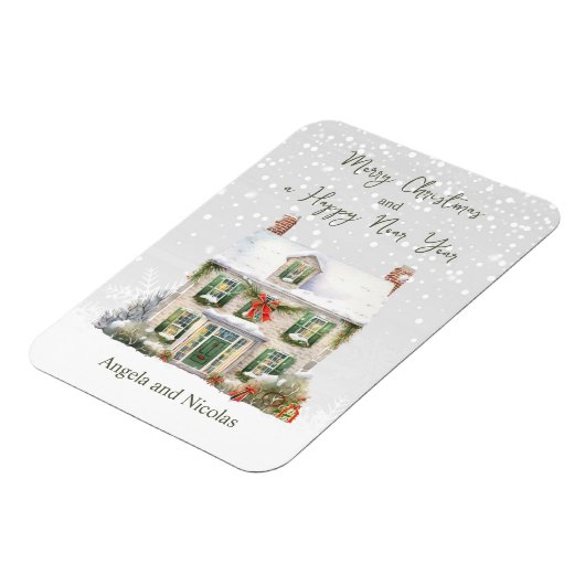 Kersthuis in Sneeuw Magneet (Linkerzijde)