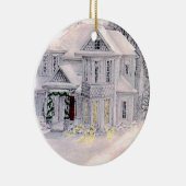 Kersthuis is waar het hart versierd is keramisch ornament (Rechts)