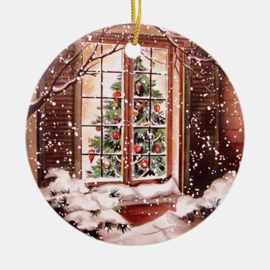 kersthuis keramisch ornament (Voorkant)