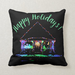 Kersthuis licht op kussen