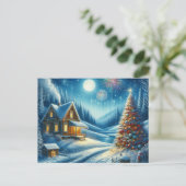 Kersthuis met kerstboom 5 briefkaart (Staand voorkant)