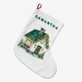 Kersthuis met Lichtjes Kinderen Sock Grote Kerstsok (Voorkant (Hangend))