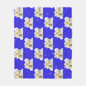 Kersthuis Patroon - Blauwe Achtergrond Fleece Deken (Voorkant)