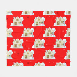 Kersthuis patroon  fleece deken