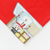 Kersthuis patroon  fleece deken (Hoek)
