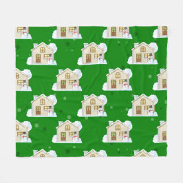 Kersthuis patroon  fleece deken