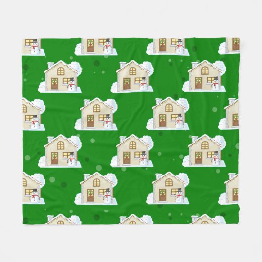 Kersthuis patroon  fleece deken (Voorkant (Horizontaal))