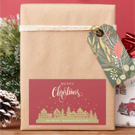 Kersthuis rode retro | Makelaar gepersonaliseerd Rechthoekige Sticker