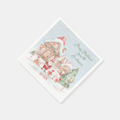 Kersthuis Santa Kerstboom Vakanties Feest Servet (Hoek)