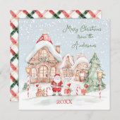 Kersthuis Sneeuw Kerstman Feest Uitnodiging (Voorkant / Achterkant)