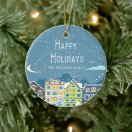 Kersthuis Sneeuwdag Foto Vakantie Ornament