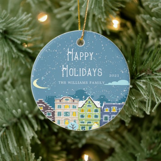 Kersthuis Sneeuwdag Foto Vakantie Ornament (Boom)