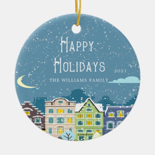 Kersthuis Sneeuwdag Foto Vakantie Ornament (Voorkant)