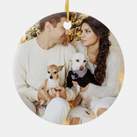 Kersthuis Sneeuwdag Foto Vakantie Ornament (Achterkant)