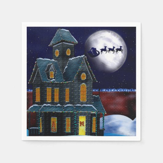Kersthuis Vakantie Volkskunst BULK NAPKINS Servetten (Voorkant)