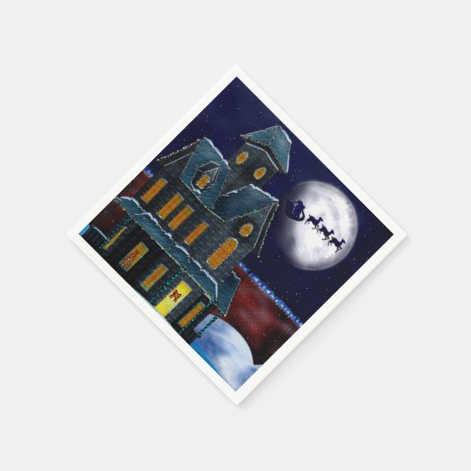 Kersthuis Vakantie Volkskunst BULK NAPKINS Servetten (Hoek)