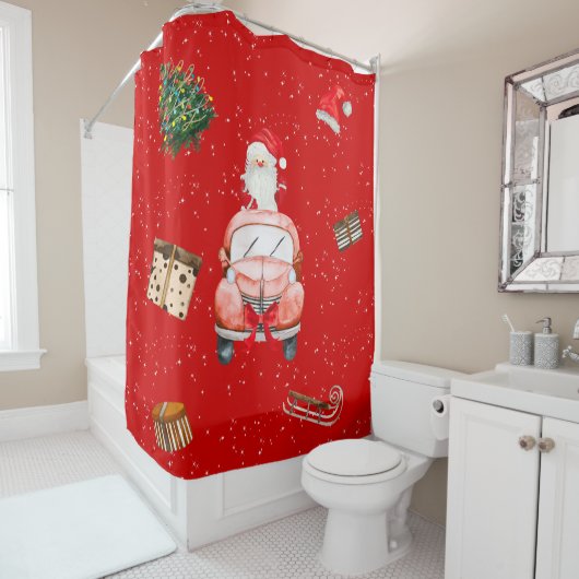 Kersthuis van de Kerstman Douchegordijn (In situ)