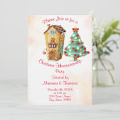 Kersthuis Verwarmingsfeest Uitnodiging (Staand voorkant)