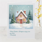 Kersthuis. vrolijk kerstfeest! feestdagenkaart kaart (Gele Bloem)