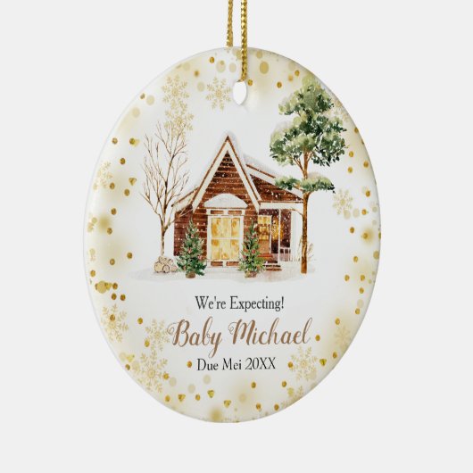 Kersthuisdecor We verwachten ouders Keramisch Ornament (Rechts)