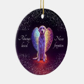 Kersthuisdierfoto-herdenking Hond Engelenvleugels Keramisch Ornament (Rechts)