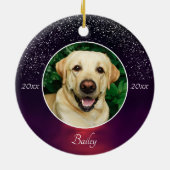 Kersthuisdierfoto-herdenking Hond Engelenvleugels Keramisch Ornament (Achterkant)