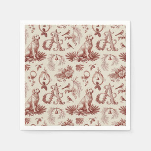 Kersthuisdiermonogram Een Golden Retriever Servet