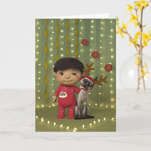 Kersthuisdiervriend Kaart (Gele Bloem)