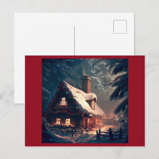 Kersthuisje 2 feestdagenkaart (Voorkant / Achterkant)