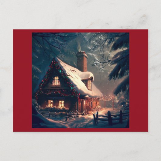 Kersthuisje 2 feestdagenkaart (Voorkant)