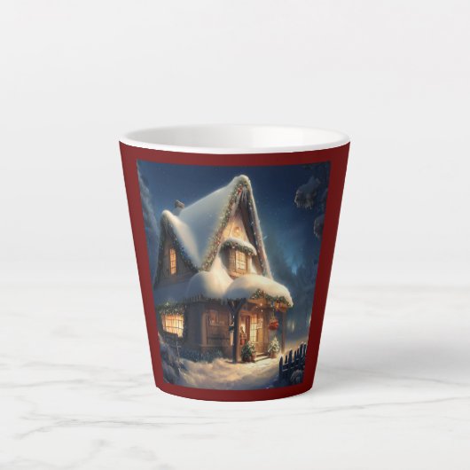 Kersthuisje 6 latte mok (Voorkant)