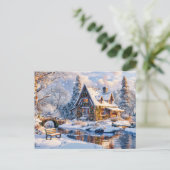 Kersthuisje aan de Sneeuwrivier Briefkaart (Staand voorkant)