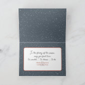 Kersthuisje en herten in sneeuwvlokken feestdagen kaart (Binnen)