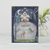 Kersthuisje stolp feestdagenkaart (Staand voorkant)