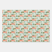 Kersthuizen, Kerstman, Frosty en Bows Inpakpapier Vel (Voorkant)