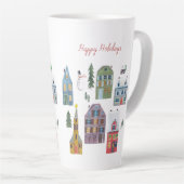 Kersthuizen met winterwinterwintersneeuw latte mok (Rechterhoek)