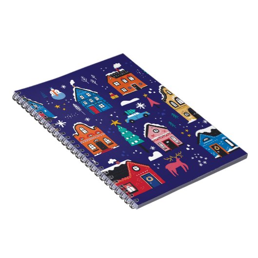 Kersthuizen: platte  illustratie. notitieboek (Rechterzijde)