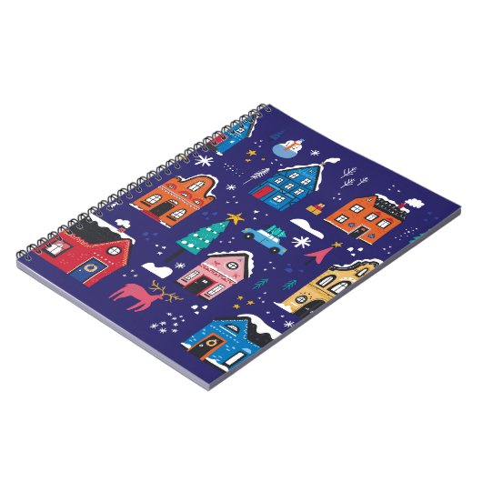 Kersthuizen: platte  illustratie. notitieboek (Linkerzijde)