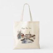 Kersthuizen Sneeuw Tote Bag (Achterkant)