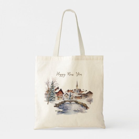 Kersthuizen Sneeuw Tote Bag (Achterkant)